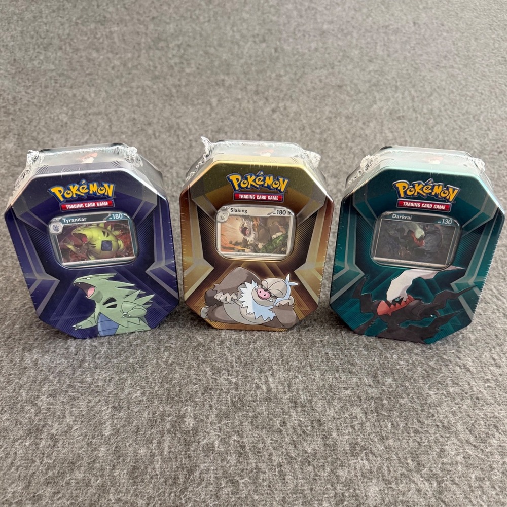 Pokemon TCG Triple Whammy Tin Set Tyranitar Slaking Darkrai 3 Sealed Tins